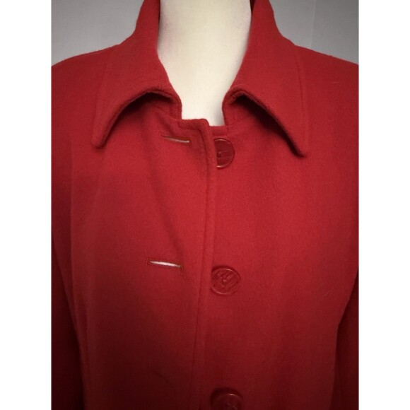 Henig Furs Vintage Women's Coat Red Size 10 Wool Cashmere Blend - Picture 2 of 5